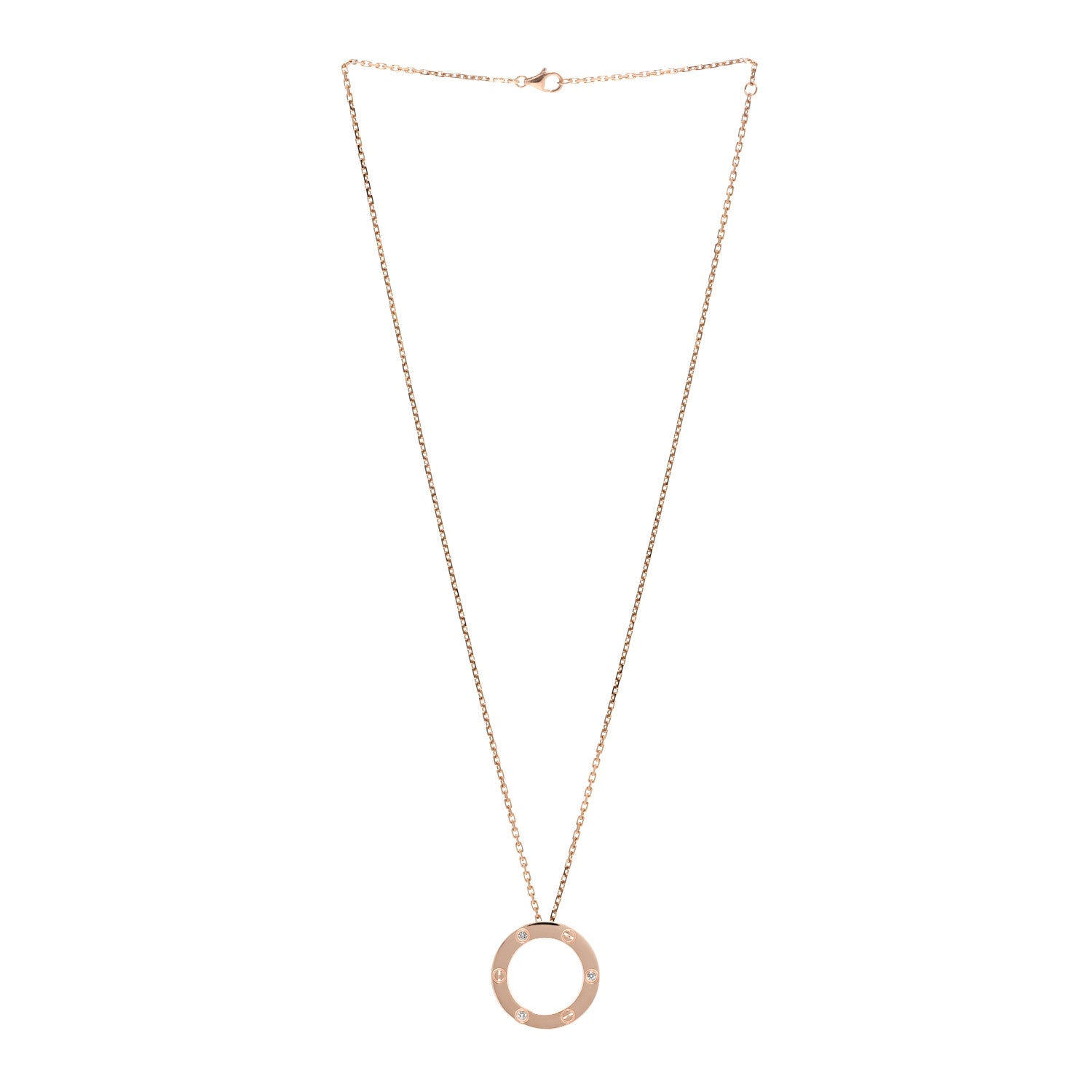 Cartier 18K Pink Gold 3 Diamonds LOVE Pendant Necklace 3 of 6