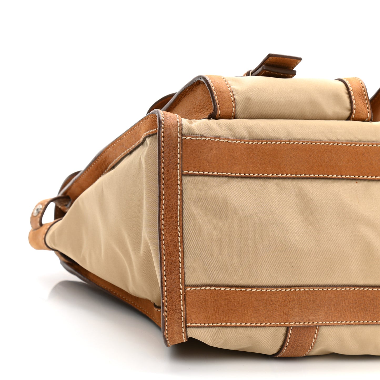 Tessuto Nylon Foldover Pushlock Flap Satchel Cammello