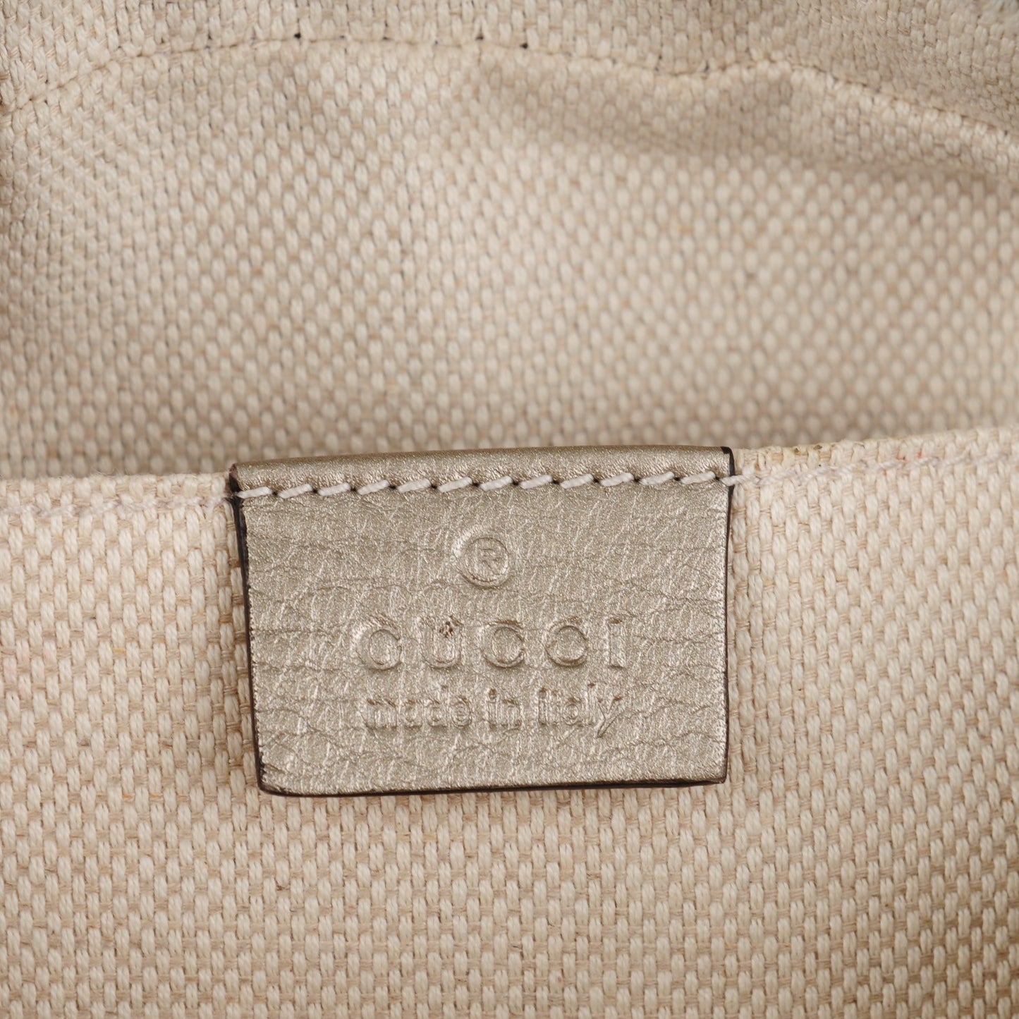 Metallic Pebbled Calfskin Small Soho Disco Bag Golden Beige