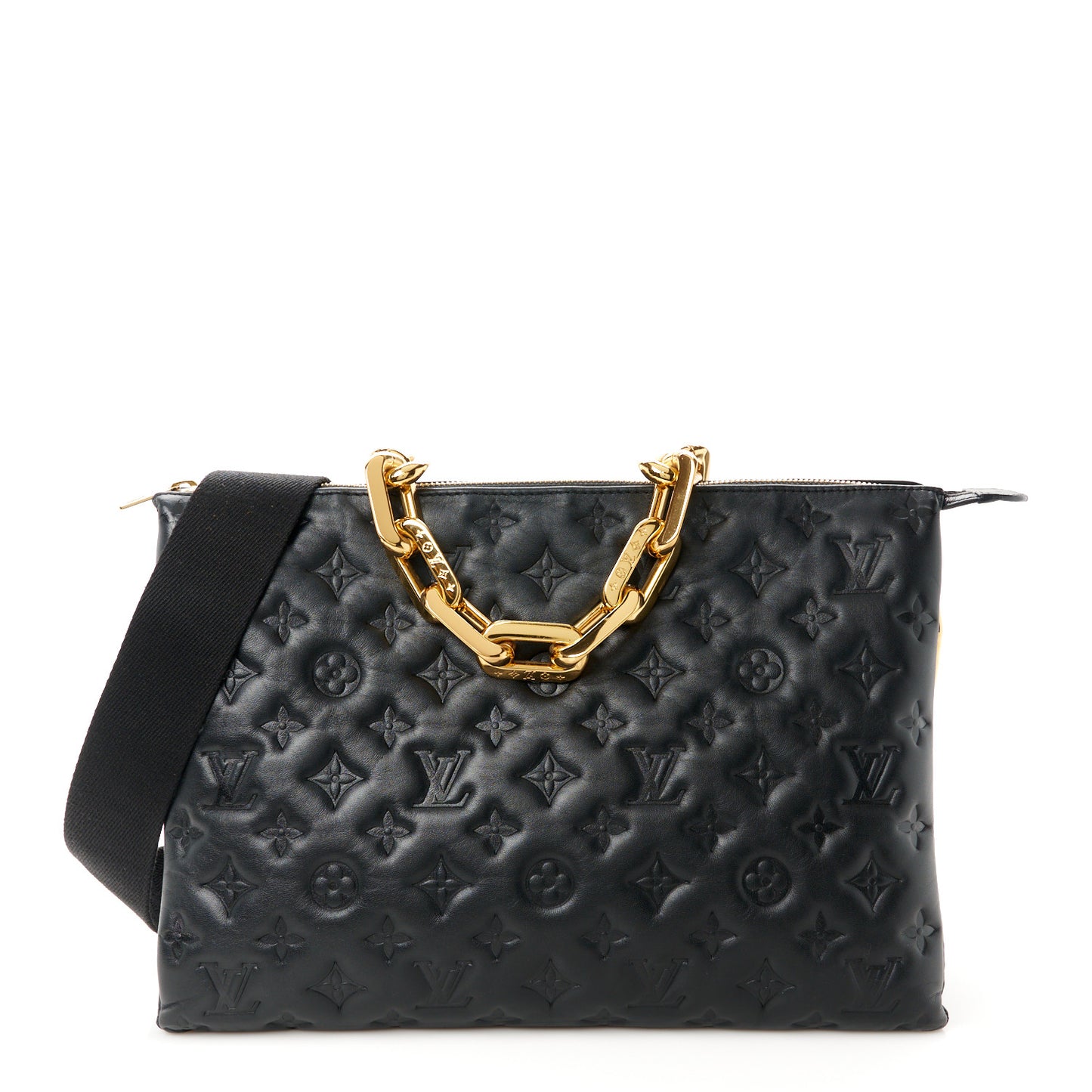 Lambskin Embossed Monogram Coussin MM  Black
