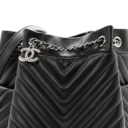 Chanel Lambskin Chevron Small Urban Spirit Drawstring Bag Black 8 of 12