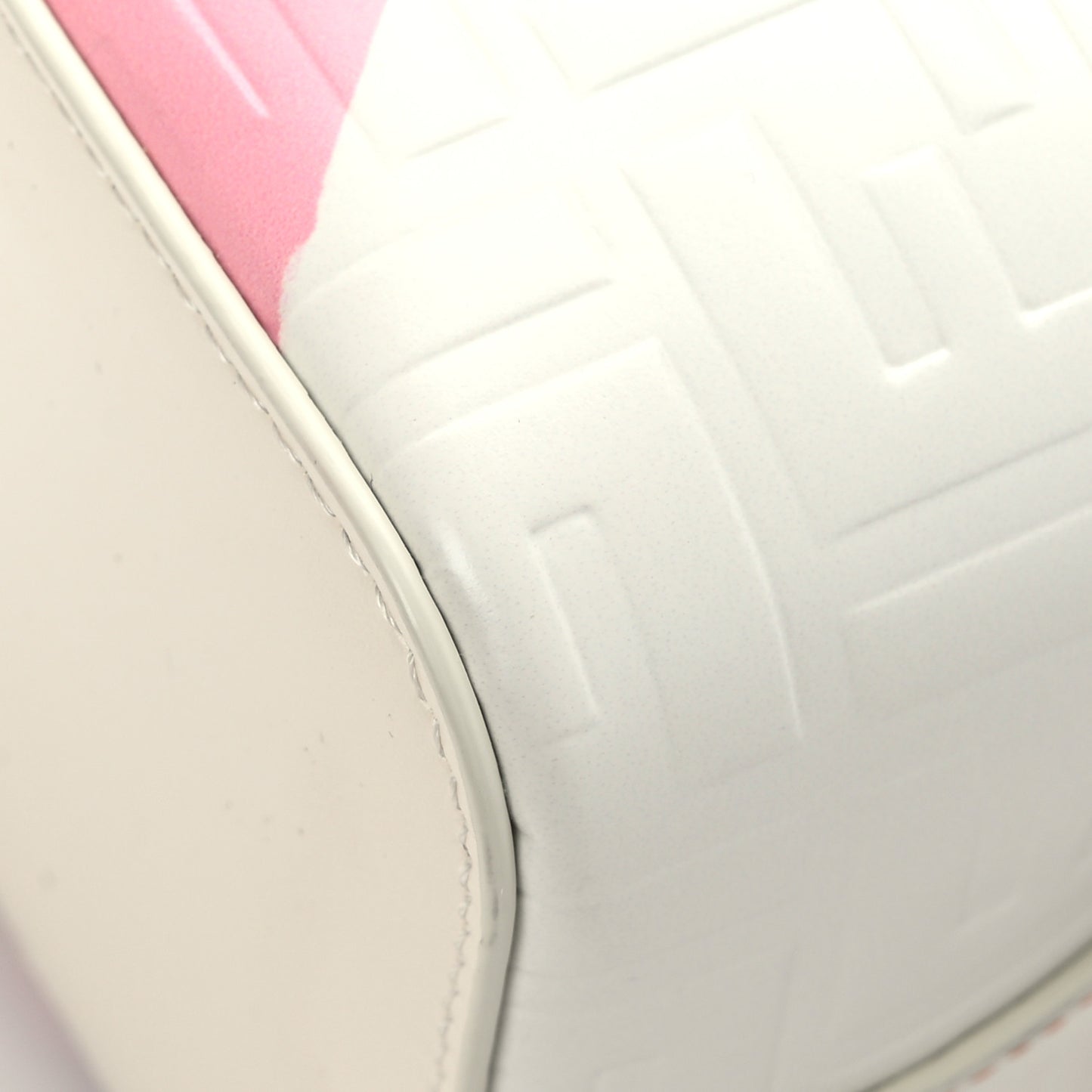 Vitello King F is Fendi FF Embossed Striped Mini Mon Tresor Bucket Bag Light Rose Multicolor White Ice