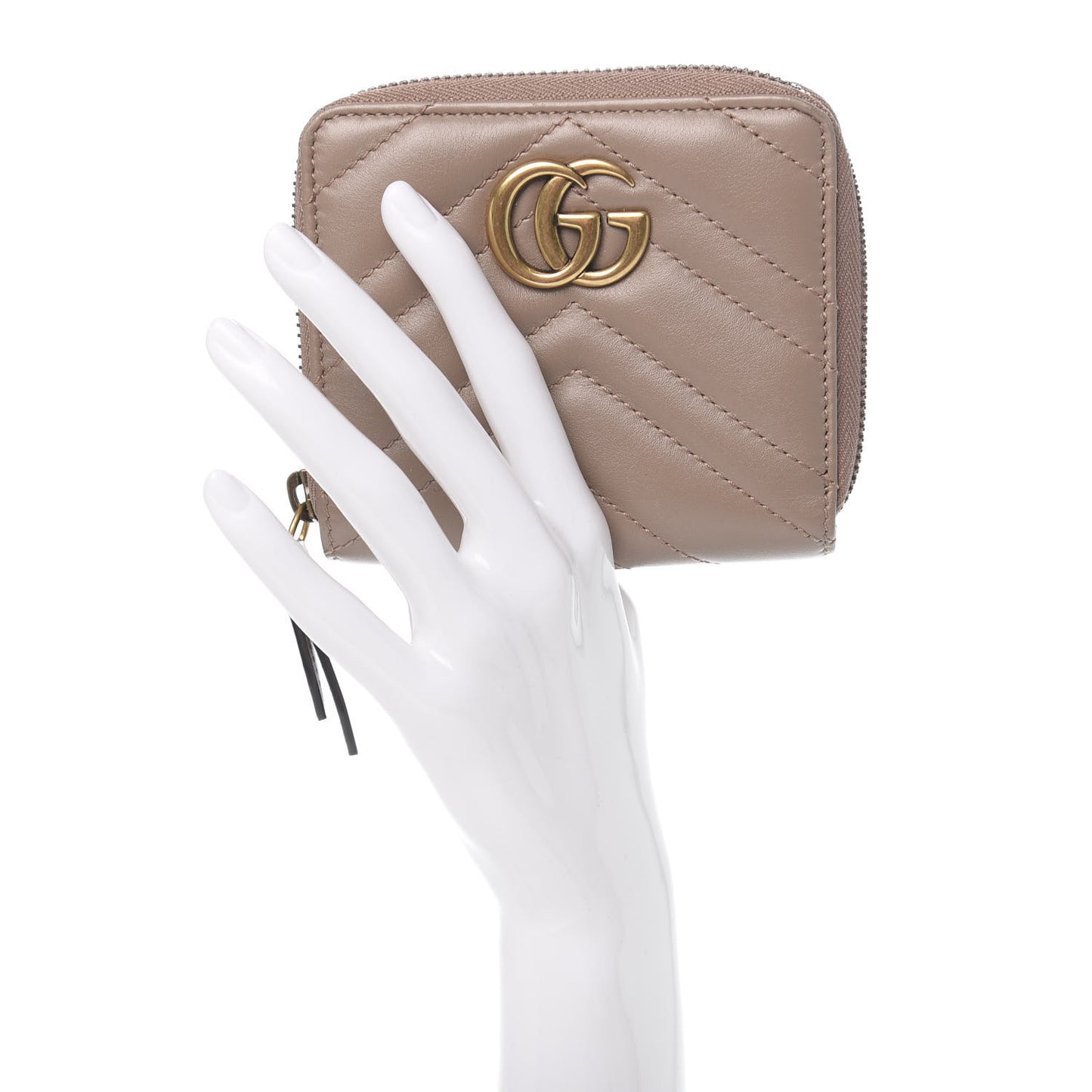 Calfskin Matelasse Small Marmont 2.0 Zip Wallet Porcelain Rose