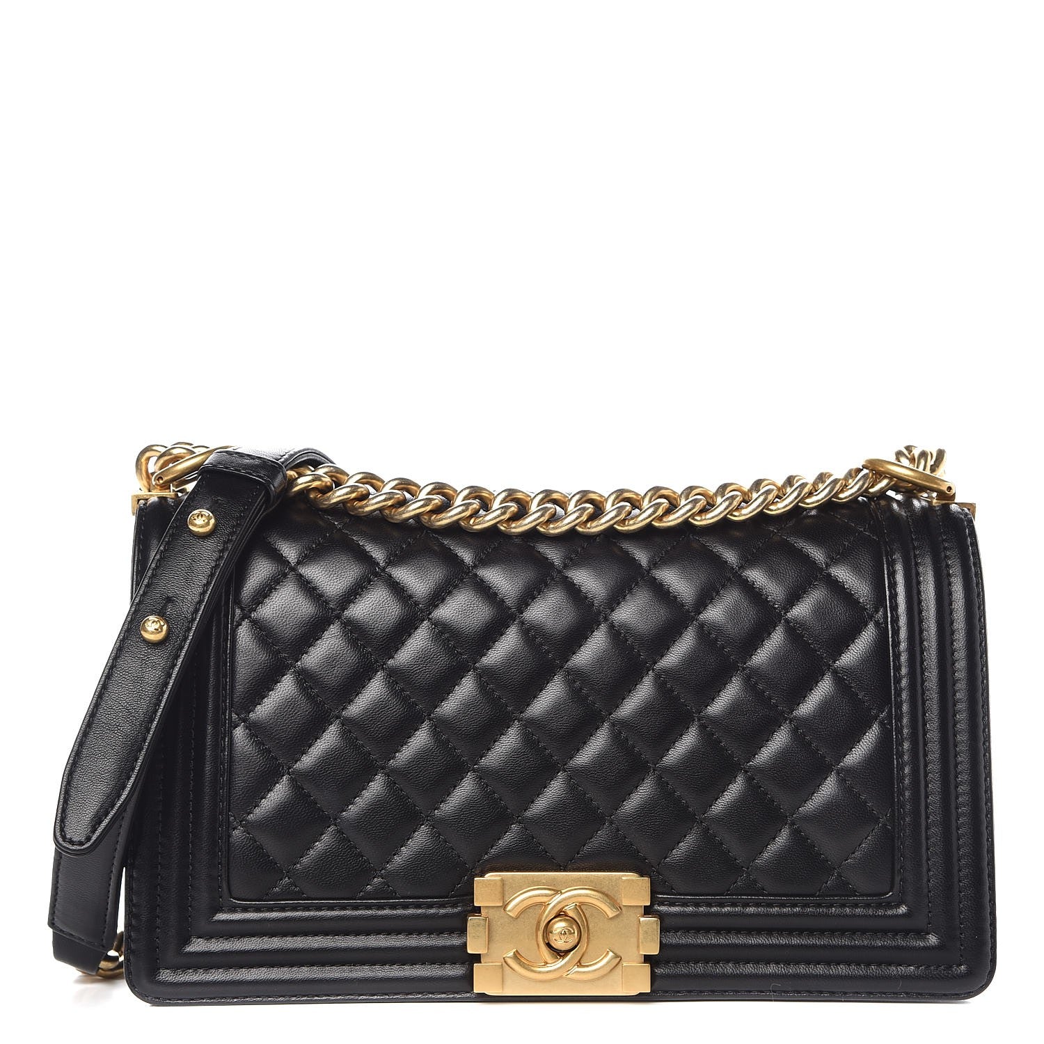 Chanel Lambskin Quilted Medium Boy Flap Black 1 of 7