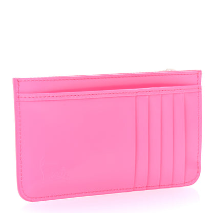 Christian Louboutin Calfskin Abrasivato Loubi54 Zipped Card Holder Fluo Pink 3 of 7