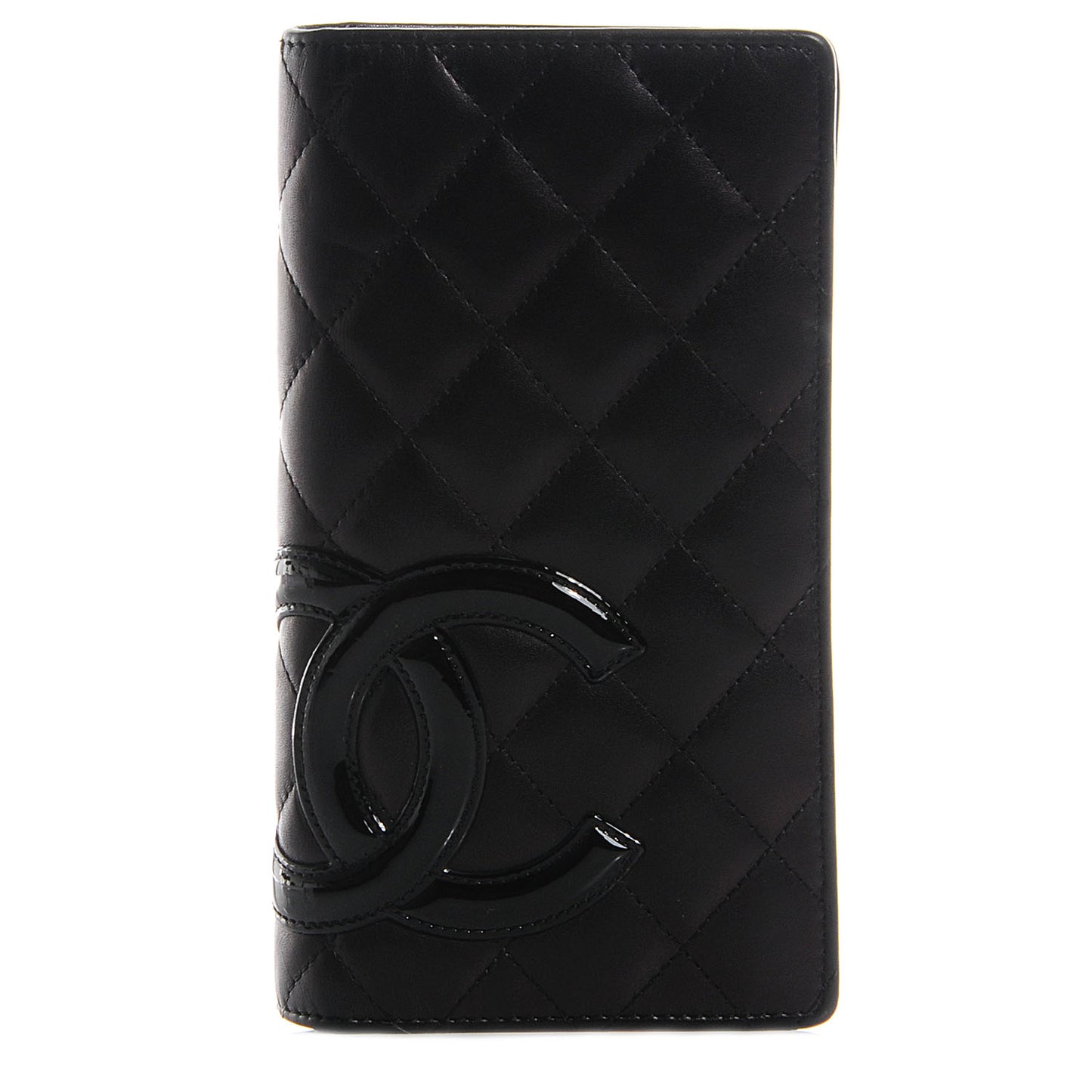 Calfskin Cambon Quilted Yen Wallet Black