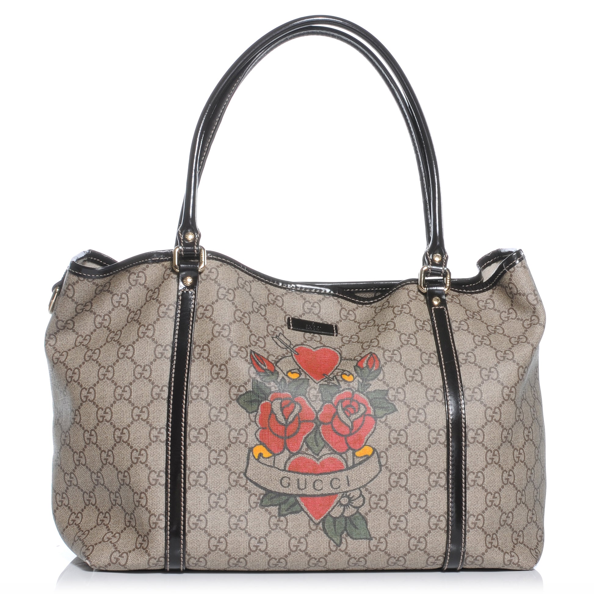 Gucci GG Plus Monogram Tattoo Heart Medium Joy Tote Ebony 1 of 8