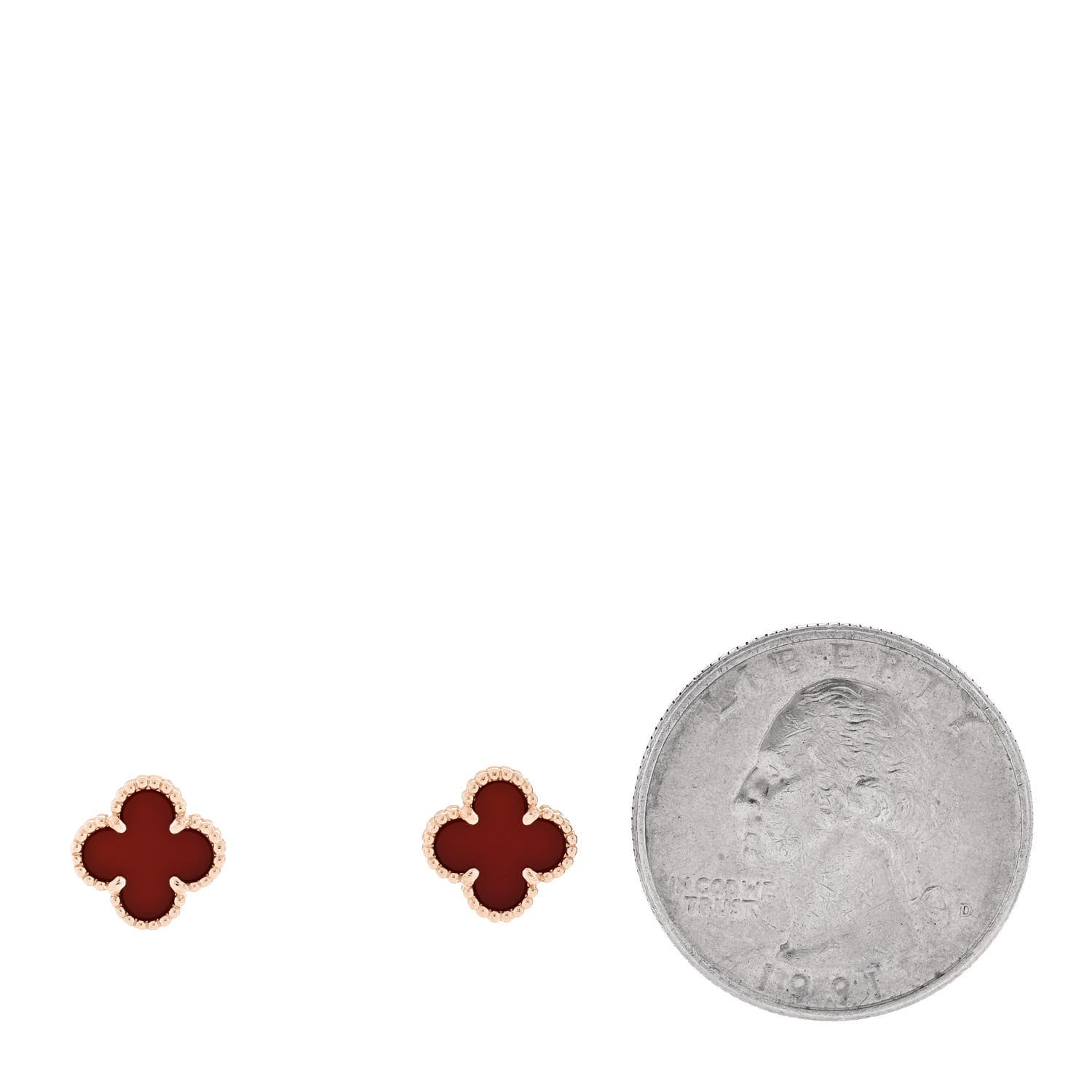 Van Cleef & Arpels 18K Rose Gold Carnelian Sweet Alhambra Earrings 2 of 5