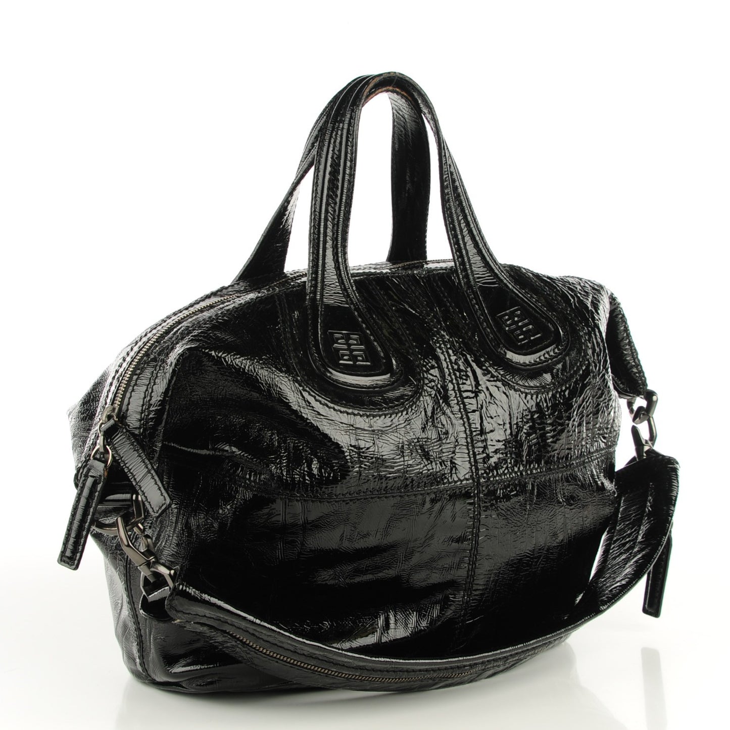 Crinkled Patent Calfskin Small Nightingale Black