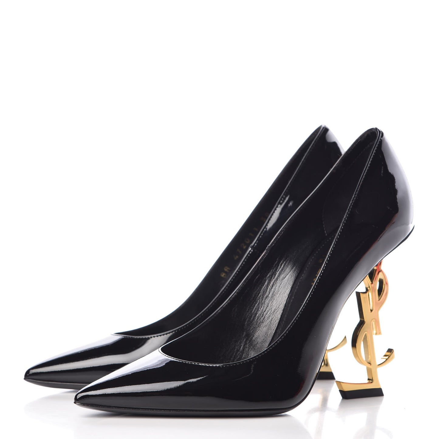 Patent Calfskin Opyum 110 Pumps 38 Black Gold