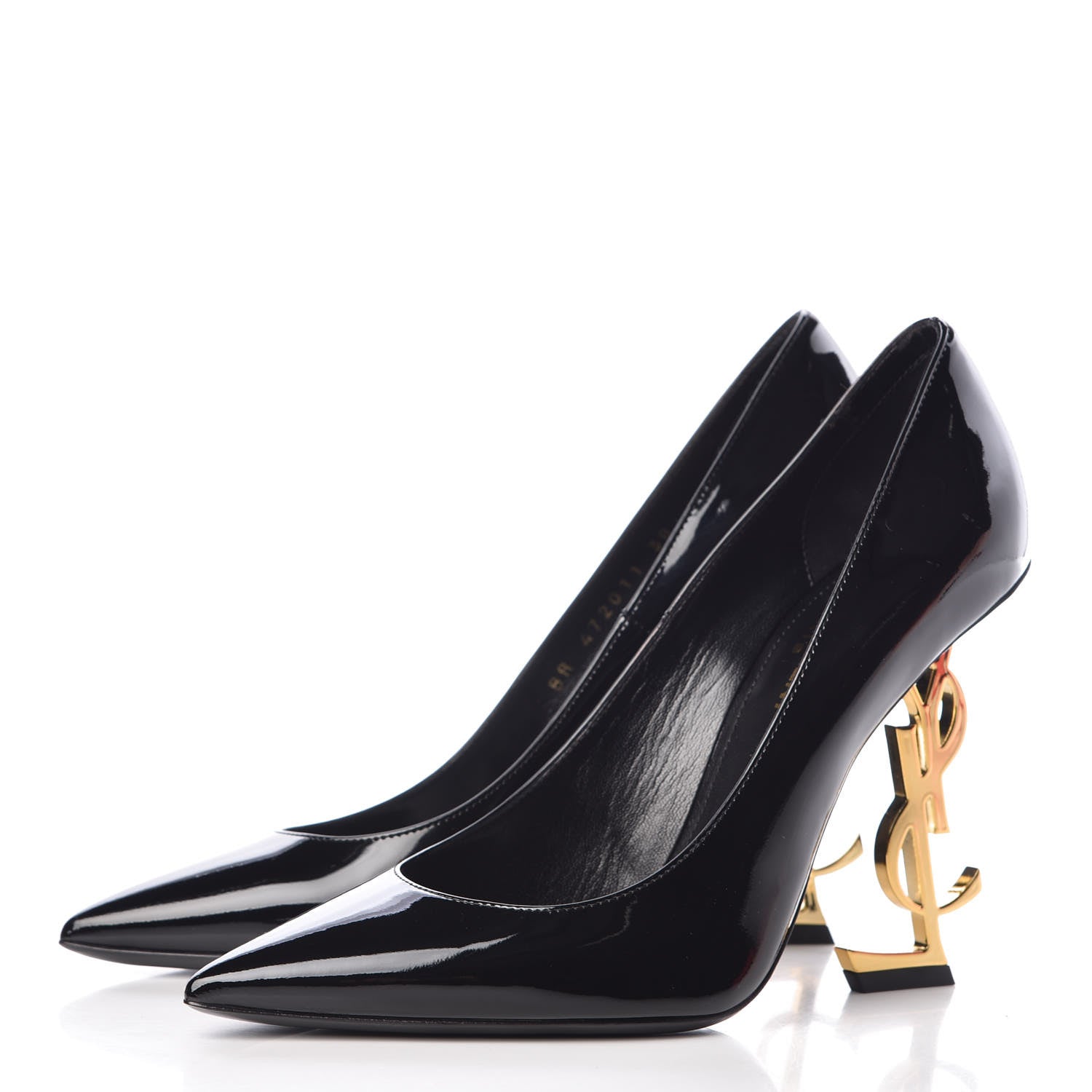 Saint Laurent Patent Calfskin Opyum 110 Pumps 38 Black Gold 3 of 10