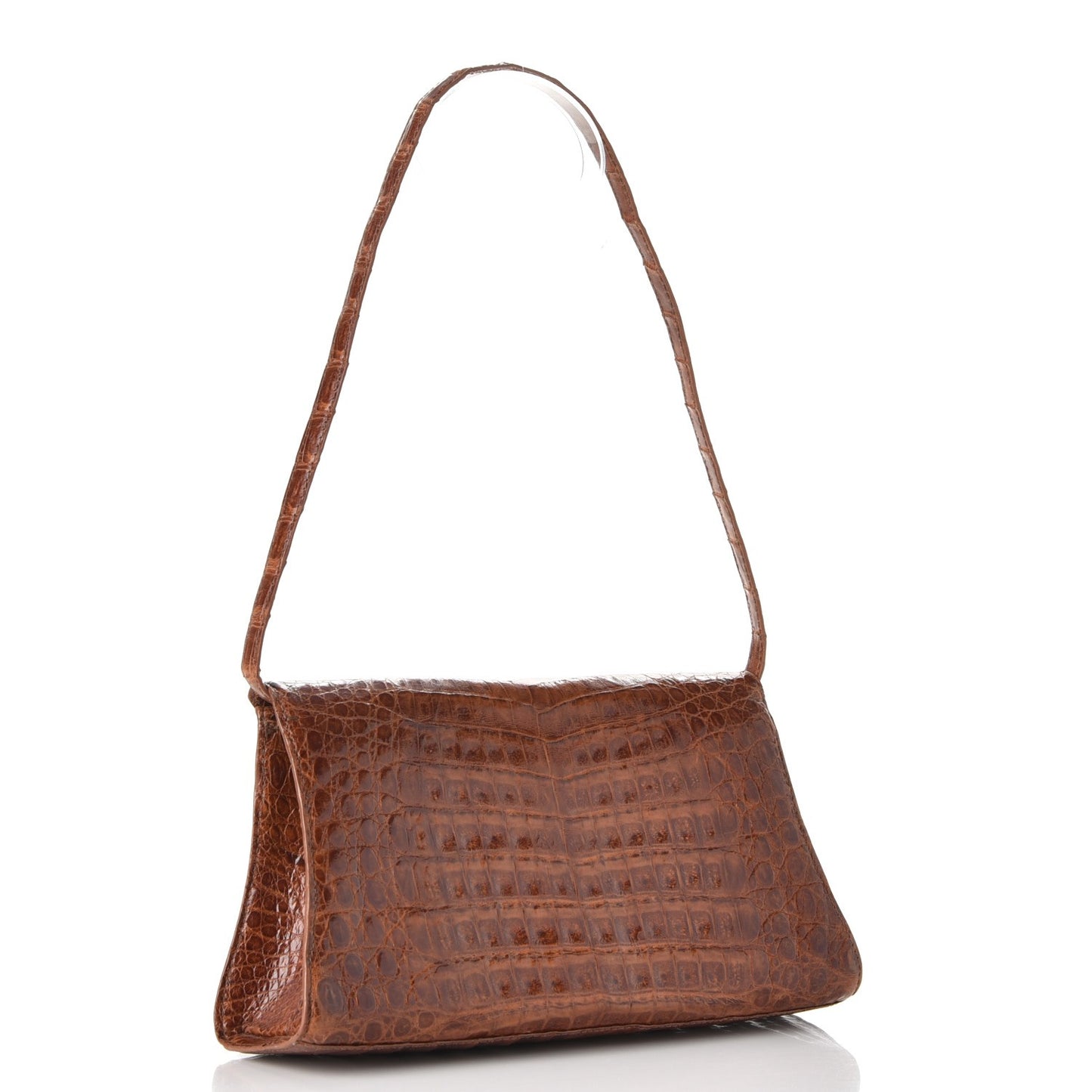 Crocodile Envelope Shoulder Bag Cognac