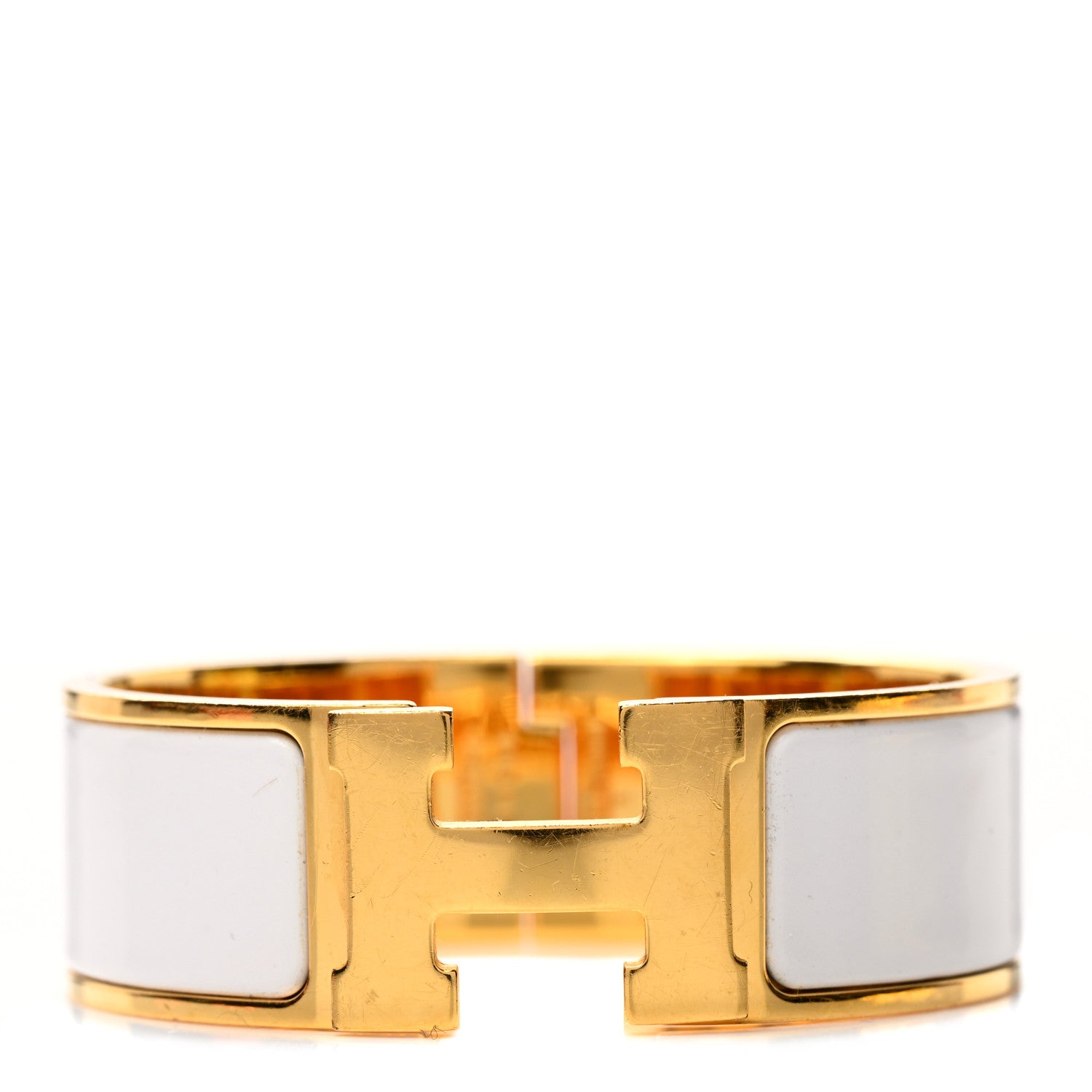 Hermes Enamel Wide Clic Clac H Bracelet PM White 1 of 6