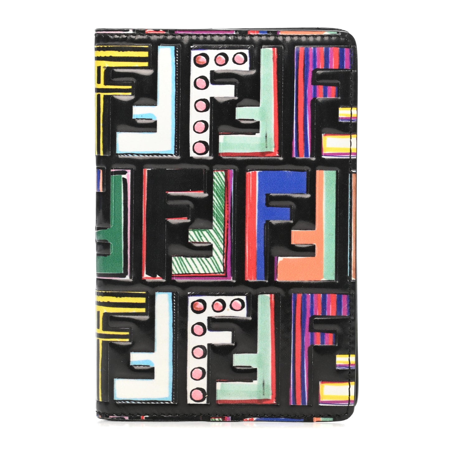 Vitello Liberty Fun Fair Embossed Passport Cover Black Multicolor