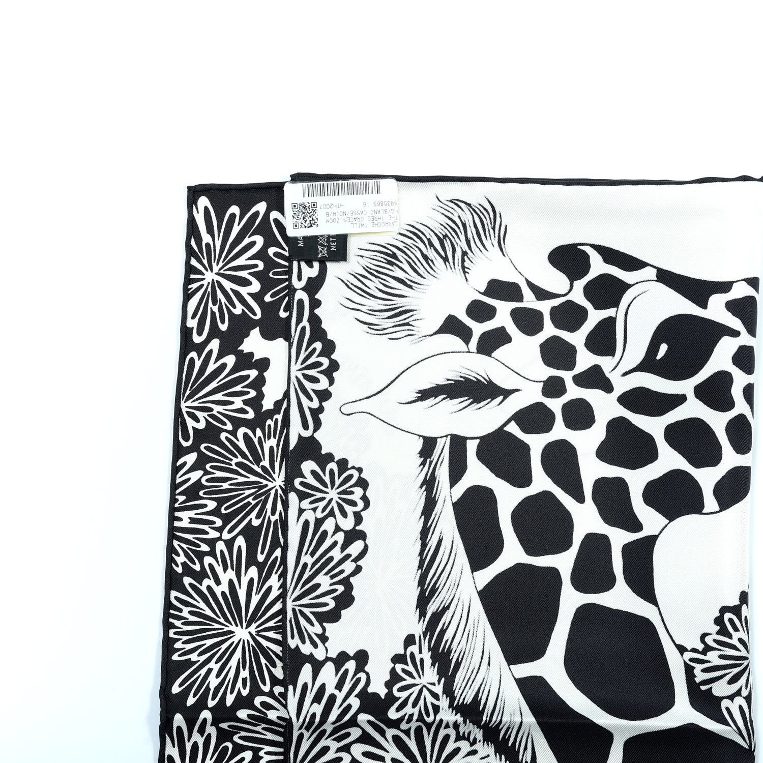 Hermes Silk The Three Graces Zoom Scarf 45 Blanc Casse Black 3 of 4