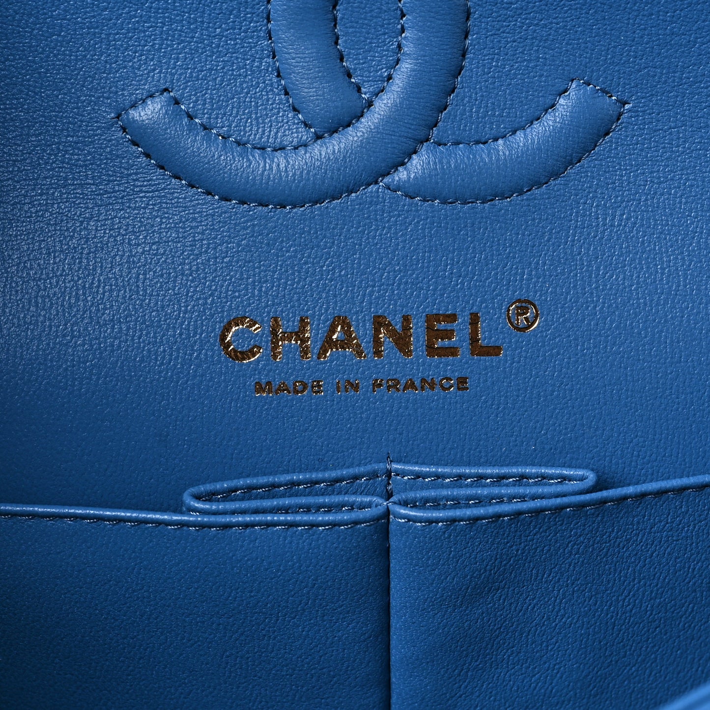 Caviar Quilted Small Double Flap Blue