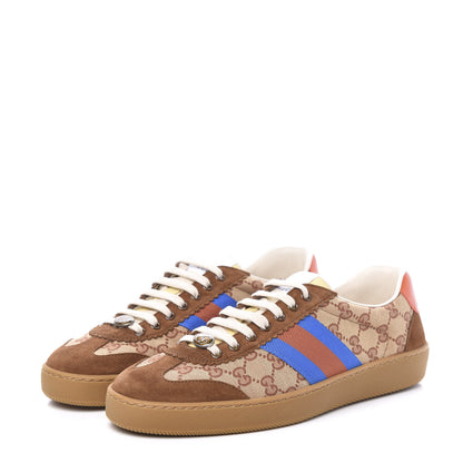 Gucci GG Monogram Suede Web Mens G74 Sneakers 9 Beige Ruggine Cuir 3 of 9