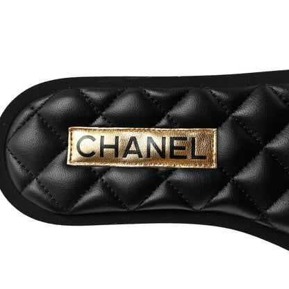 Chanel Lambskin Quilted Textured CC Mules Sandals 35 Black 6 of 8