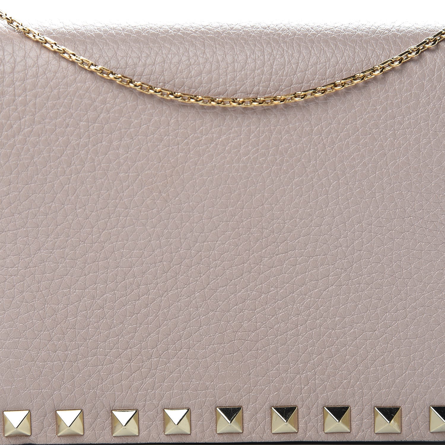Valentino Garavani Pebbled Calfskin Rockstud Wallet on Chain Poudre 8 of 11