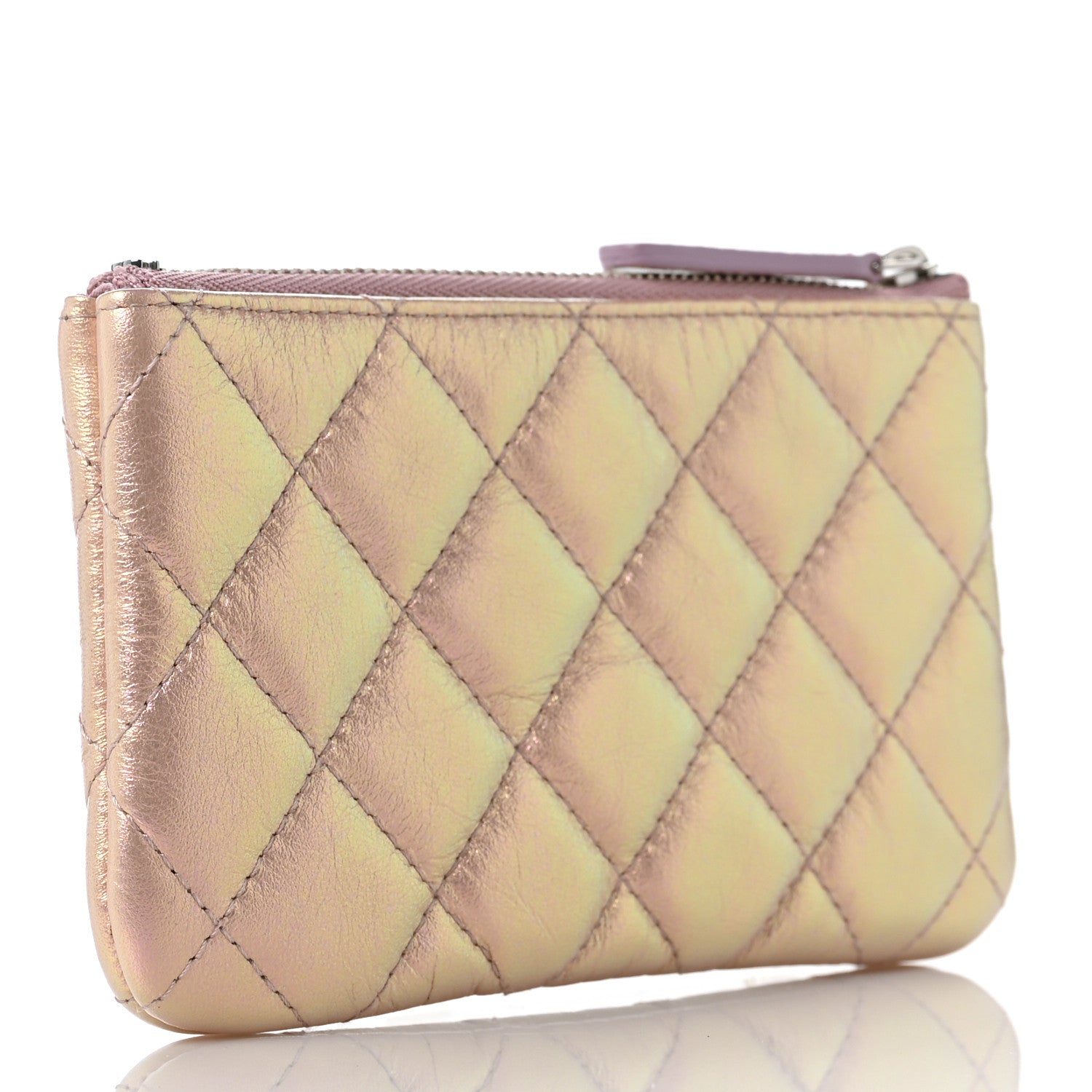 Chanel Iridescent Calfskin Quilted Small Cosmetic Case Pink 3 of 9