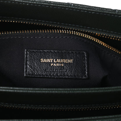 Saint Laurent Grain de Poudre Matelasse Chevron Medium Tribeca Shopping Bag Vert Fonce 6 of 8