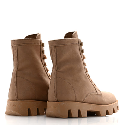 Prada Washed Denim Rocksand 45mm Combat Boots 39 Kaki 5 of 9