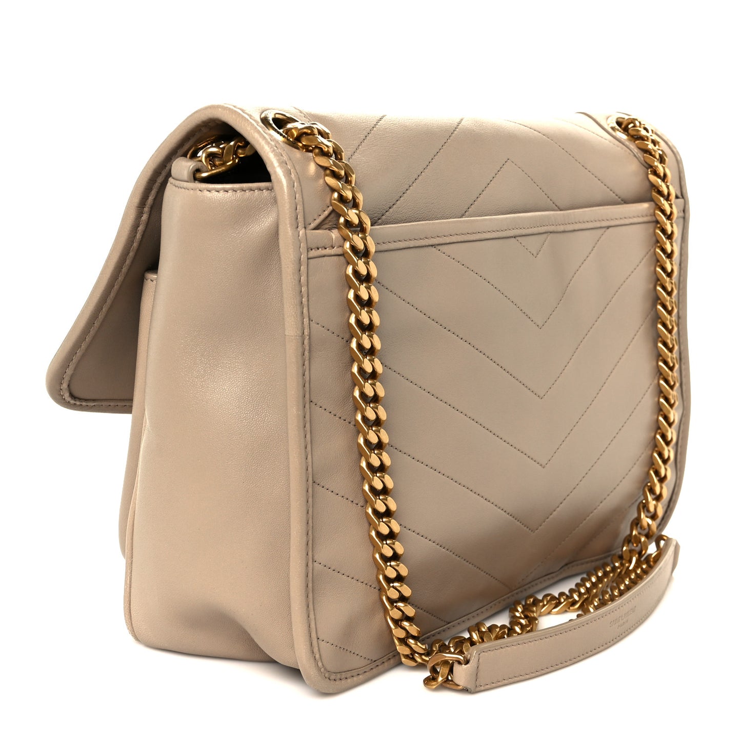 Lambskin Matelasse Monogram Medium Niki Chain Satchel Dark Beige