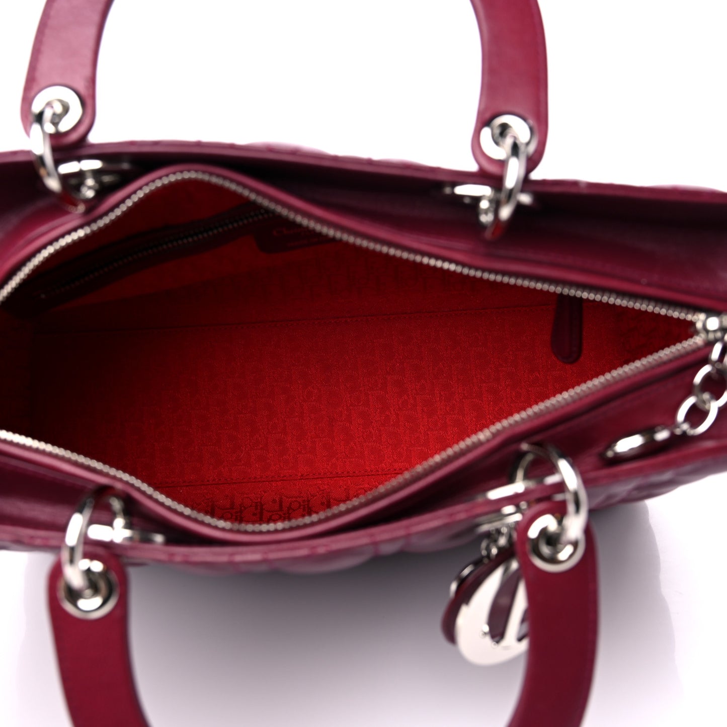 Lambskin Cannage Large Lady Dior Burgundy