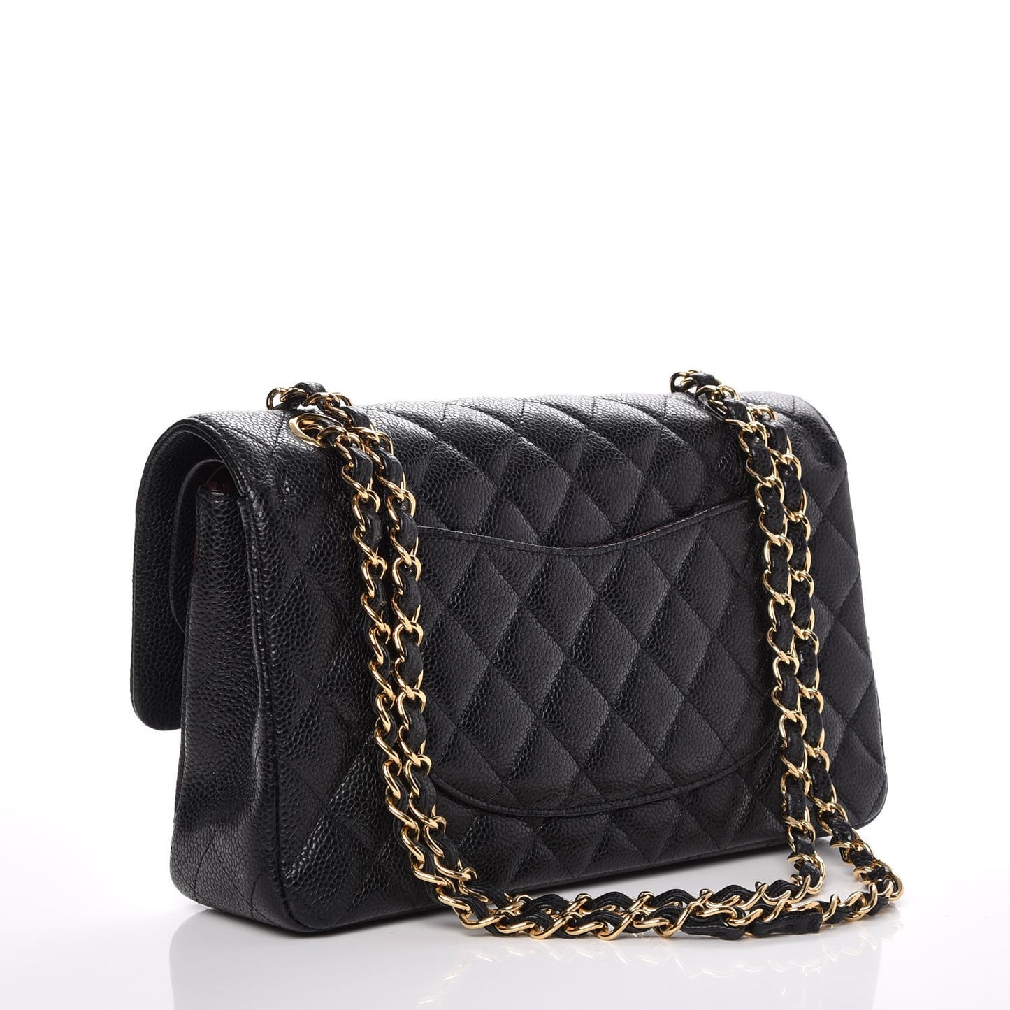 Caviar Quilted Medium Double Flap Black