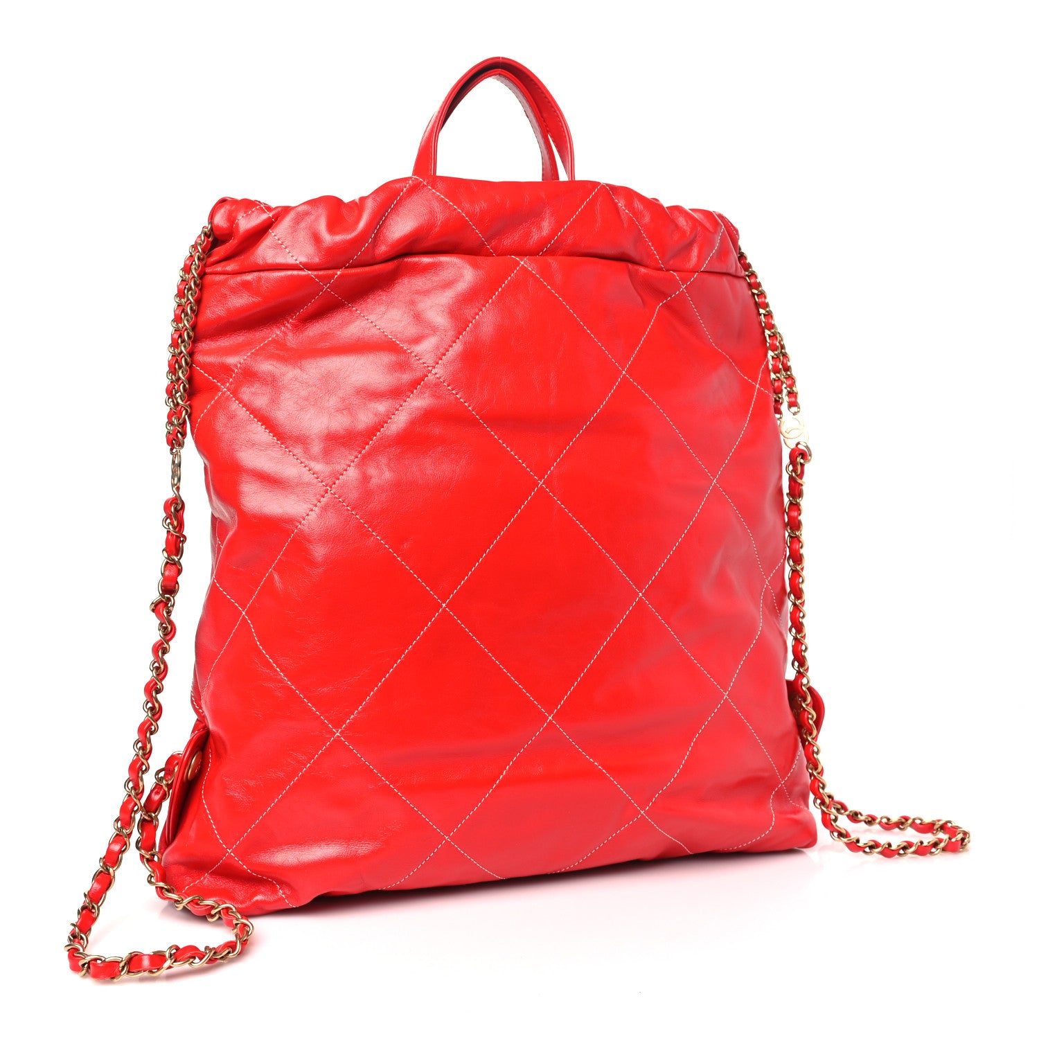 Chanel Shiny Calfskin Quilted 22 Backpack Red 3 of 9