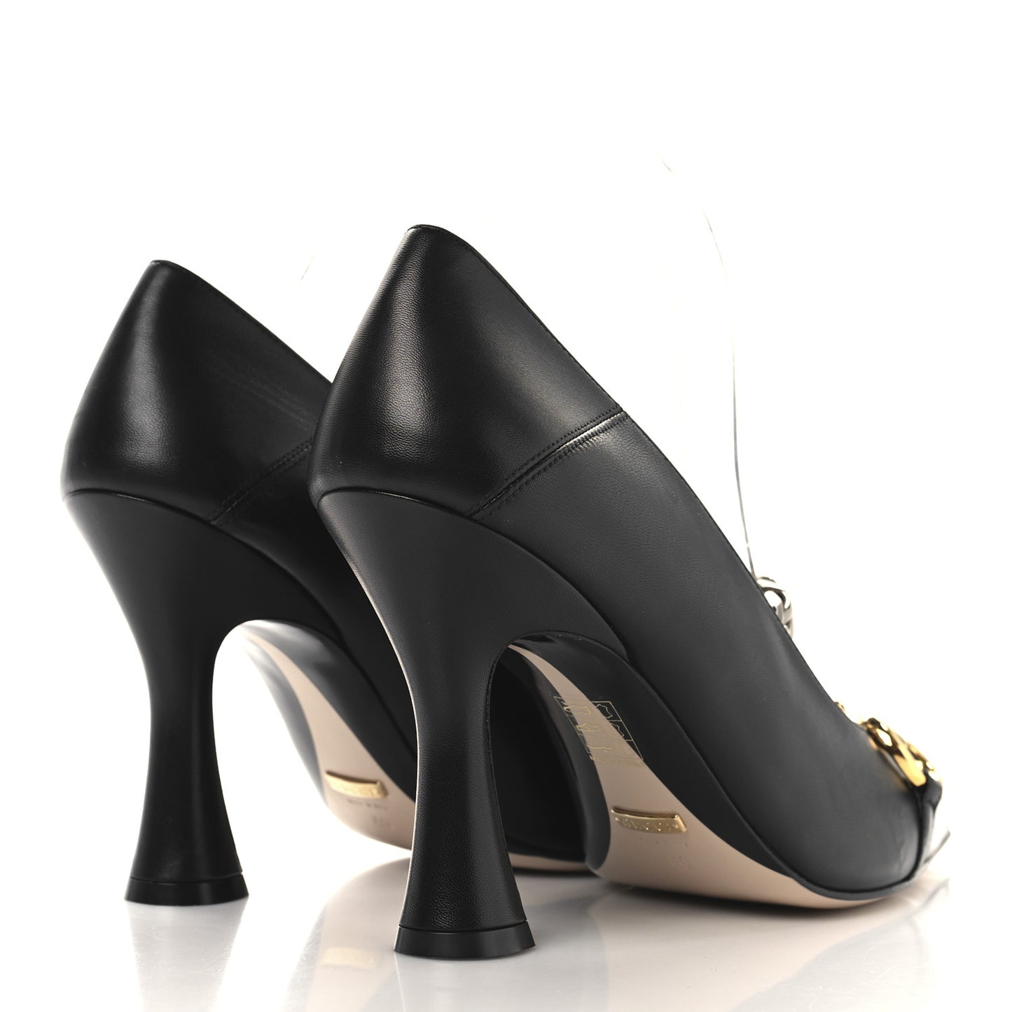 Malaga Kid Deva Horsebit Chain Embellished Pumps 40 Black