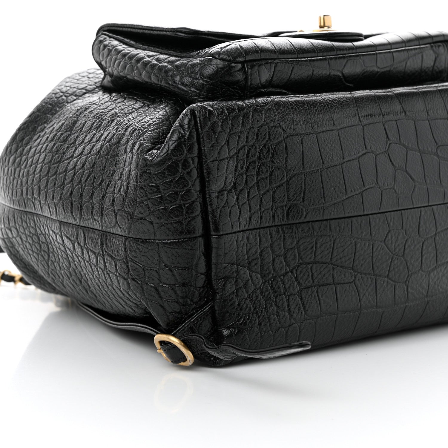 Chanel Calfskin Crocodile Embossed Large Backpack Black 9 of 10