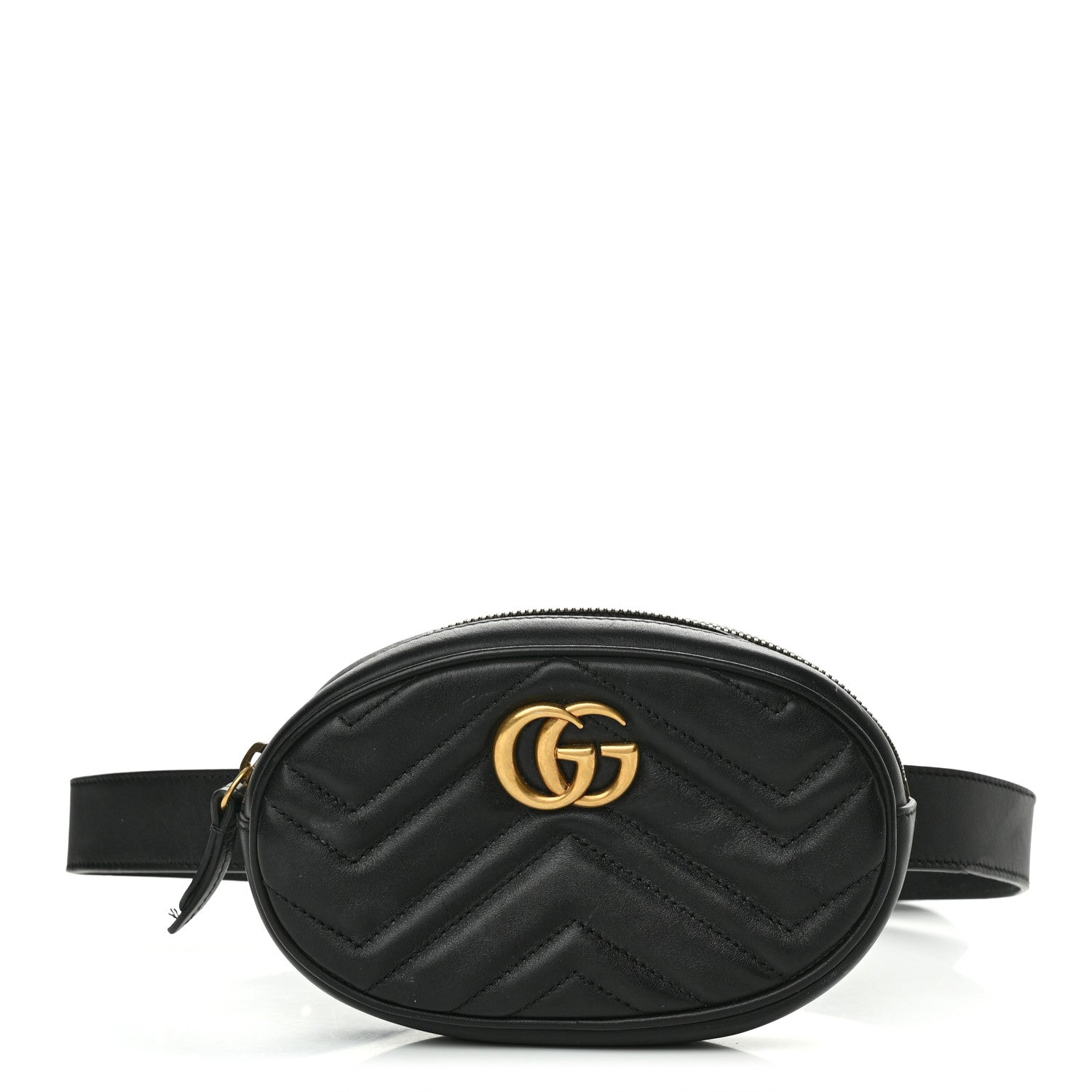 Gucci Calfskin Matelasse GG Marmont Belt Bag 75 30 Black 1 of 12