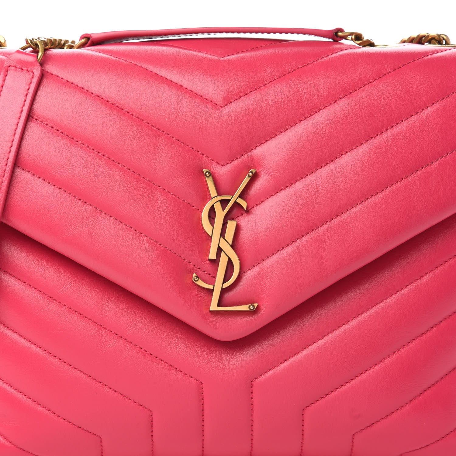 Saint Laurent Calfskin Y Quilted Monogram Medium Loulou Chain Satchel Freesia 9 of 9