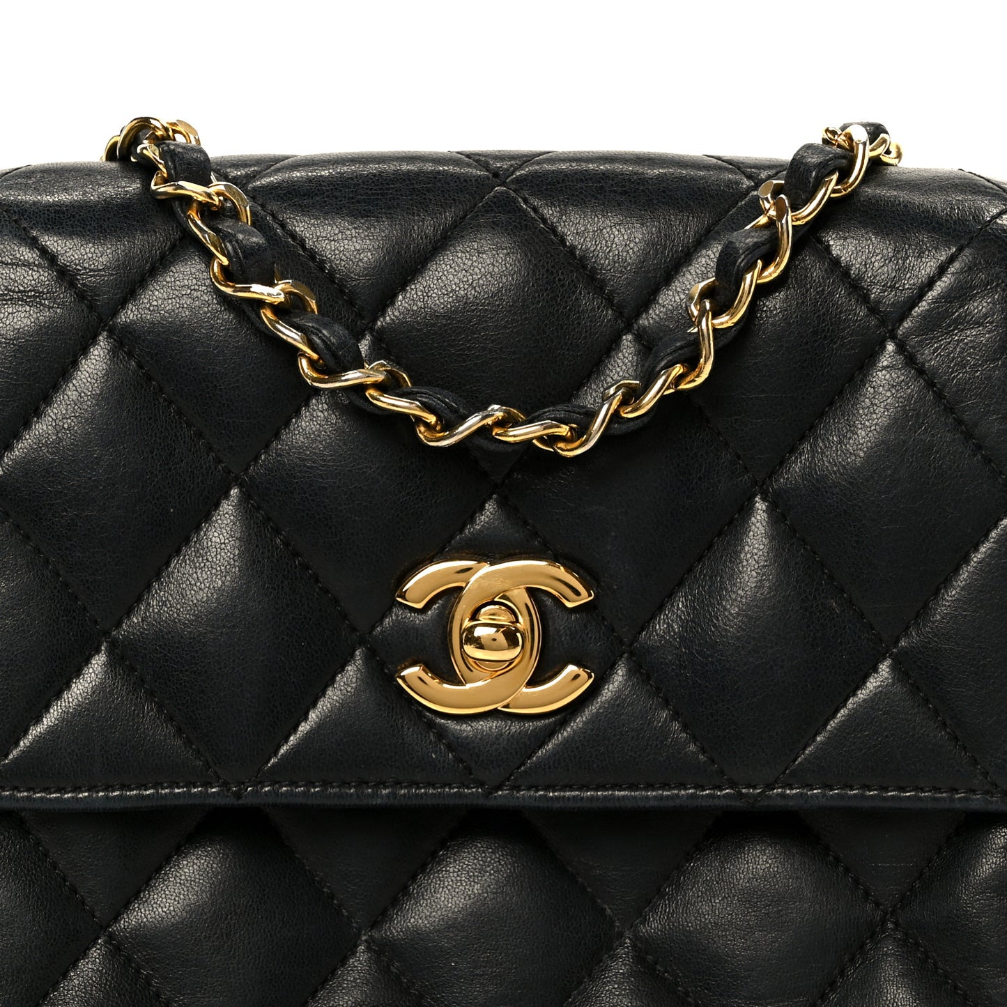 Lambskin Quilted Mini Flap Crossbody Black