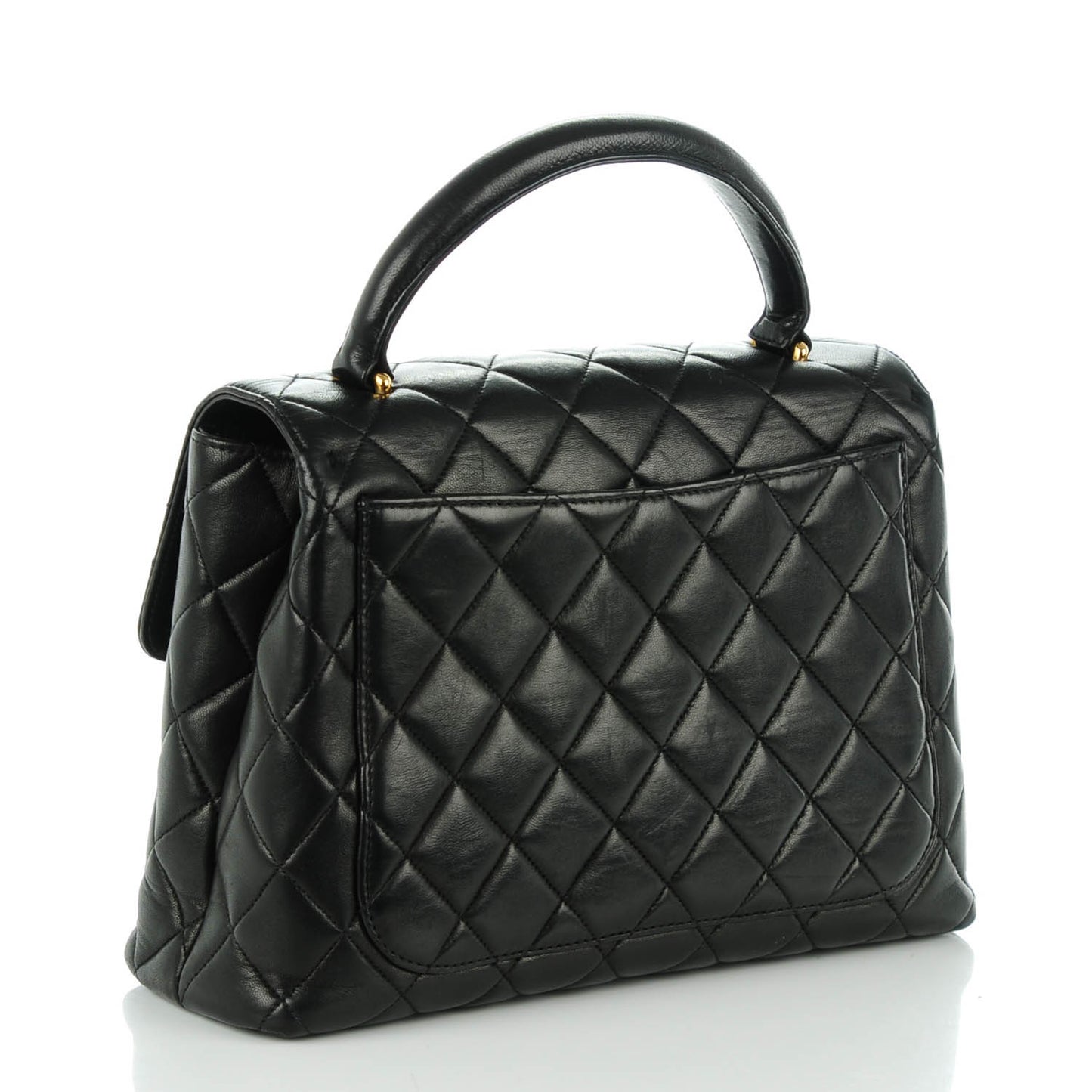 Lambskin Quilted Medium Kelly Flap Bag Black
