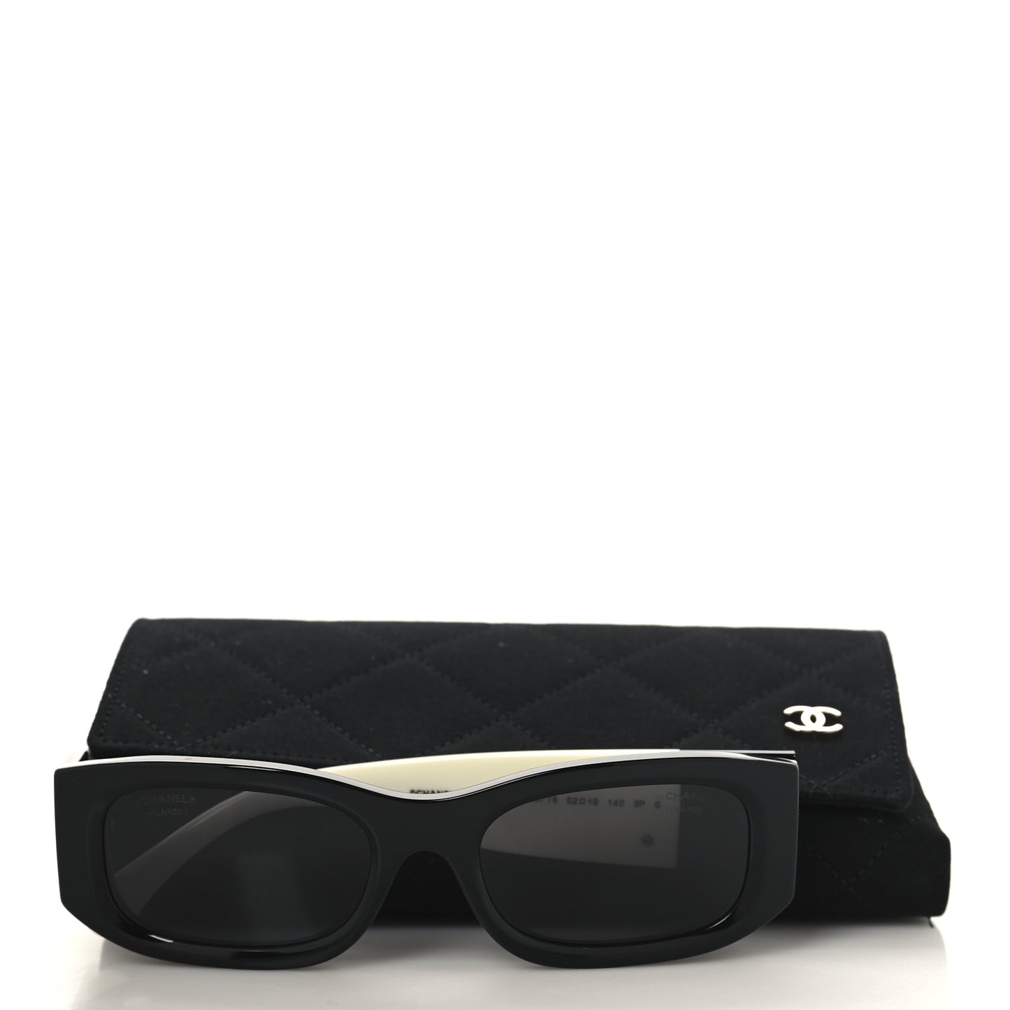 Acetate Rectangle Sunglasses 5525 Black White