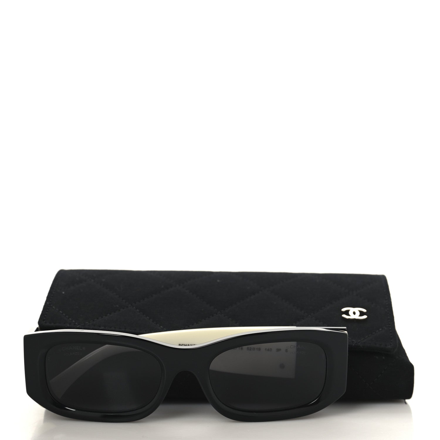 Chanel Acetate Rectangle Sunglasses 5525 Black White 7 of 7