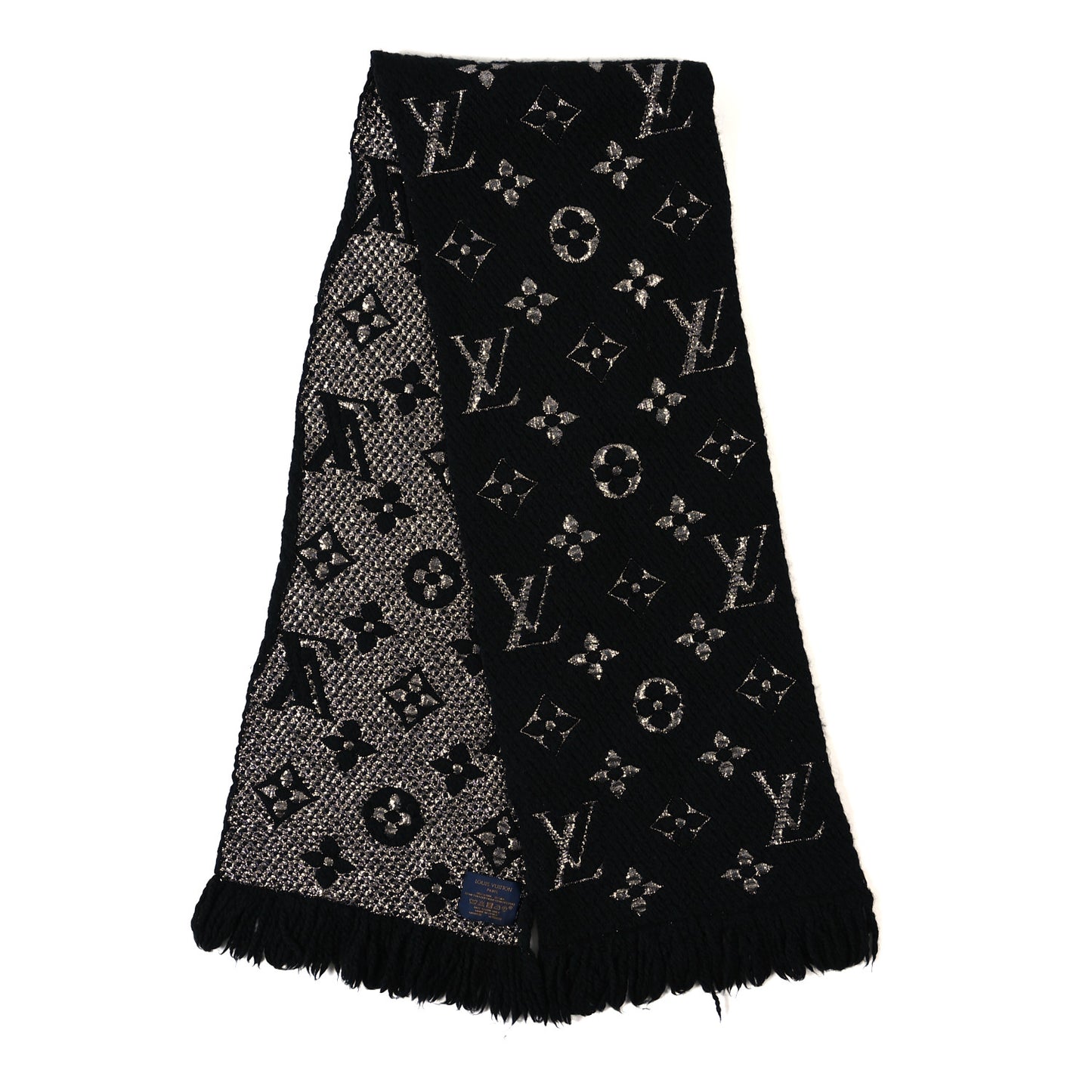 Wool Silk Logomania Shine Scarf Black