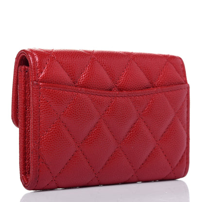 Chanel Caviar Quilted Flap Card Holder Wallet Red 3 of 12