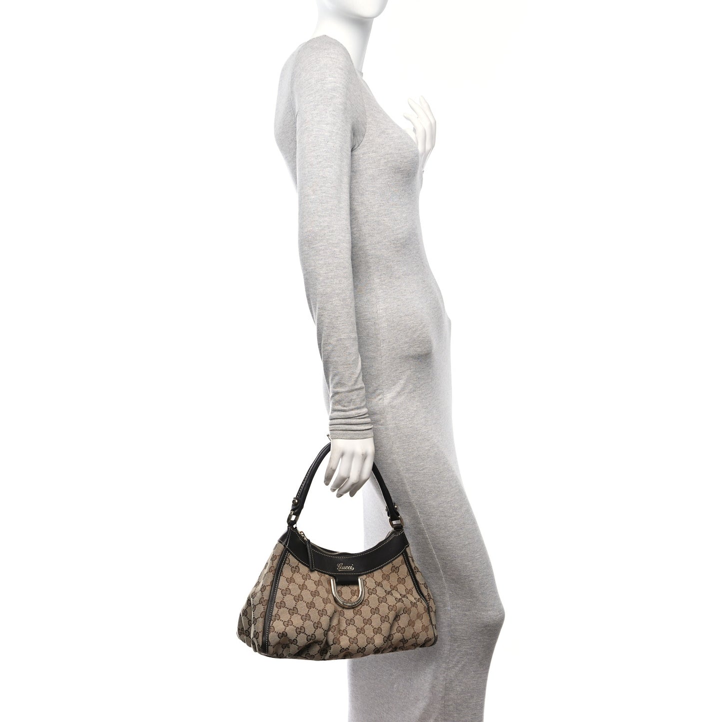 Monogram Medium D Gold Ring Hobo Dark Brown