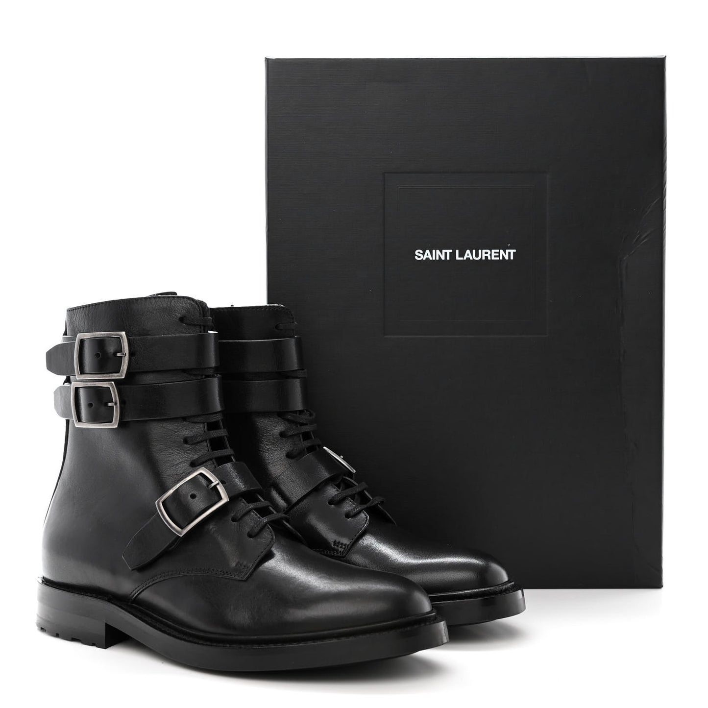 Kangaroo Calfskin Embossed Army 20 Strap Boots 37 Black