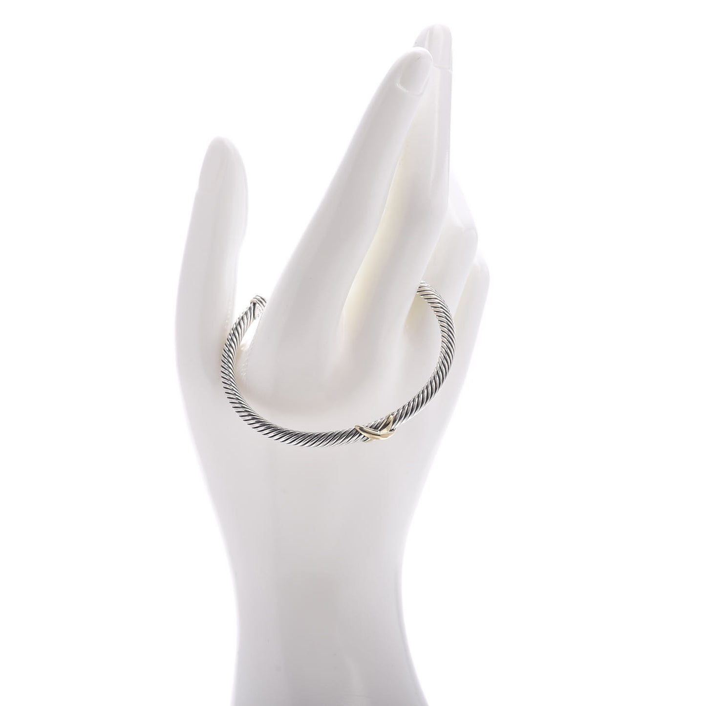 Sterling Silver 18K Yellow Gold 4mm X Station Cable Bracelet