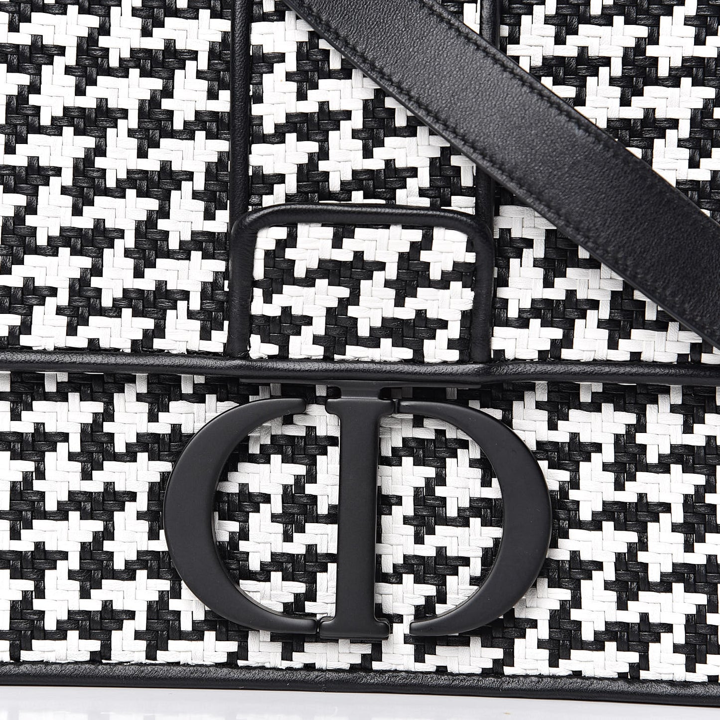 Lambskin Houndstooth Braided 30 Montaigne Flap Bag Black White