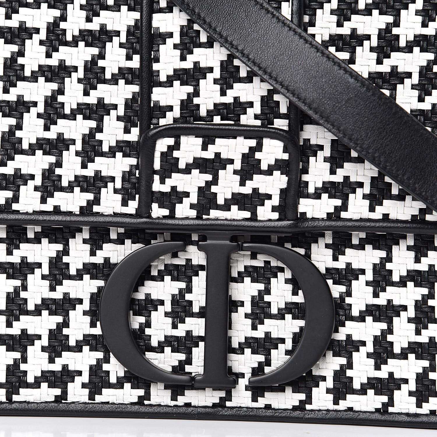 Christian Dior Lambskin Houndstooth Braided 30 Montaigne Flap Bag Black White 7 of 12