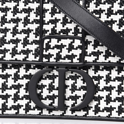 Christian Dior Lambskin Houndstooth Braided 30 Montaigne Flap Bag Black White 7 of 12