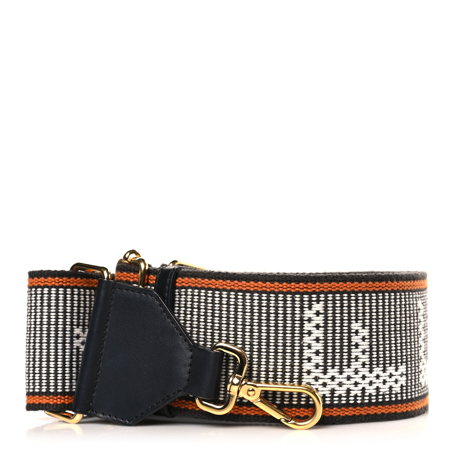 Fendi Cannete Ribbon Poly Vitello Century Logo Adjustable Strap You White Brandy Black 1 of 4