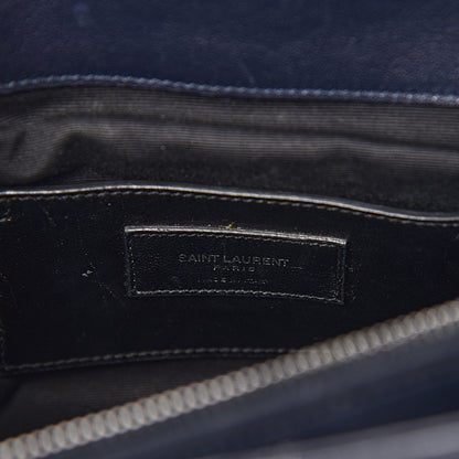 Saint Laurent Sheepskin Matelasse Chevron Monogram Large College Satchel Deep Marine 6 of 19