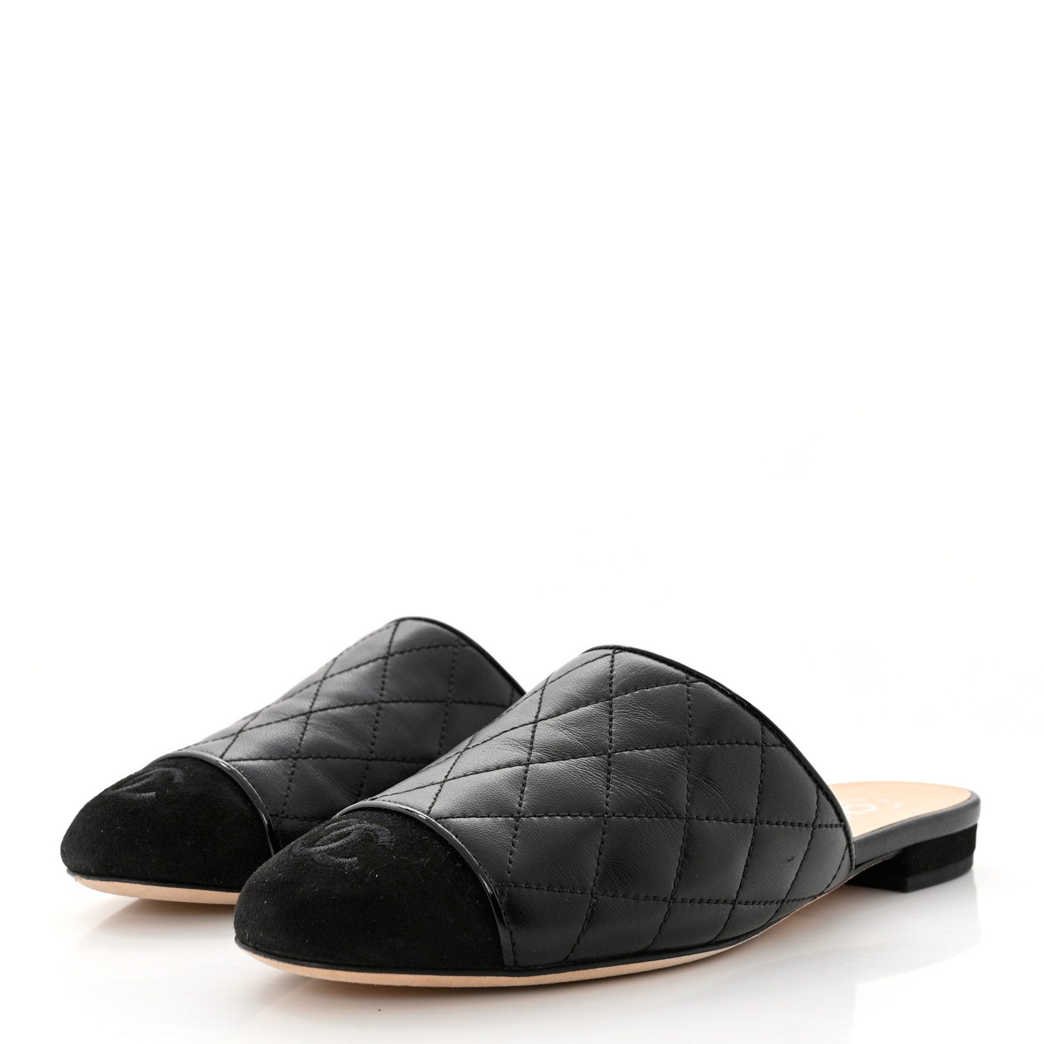 Chanel Lambskin Kid Suede Quilted Mules 36 Black 3 of 9