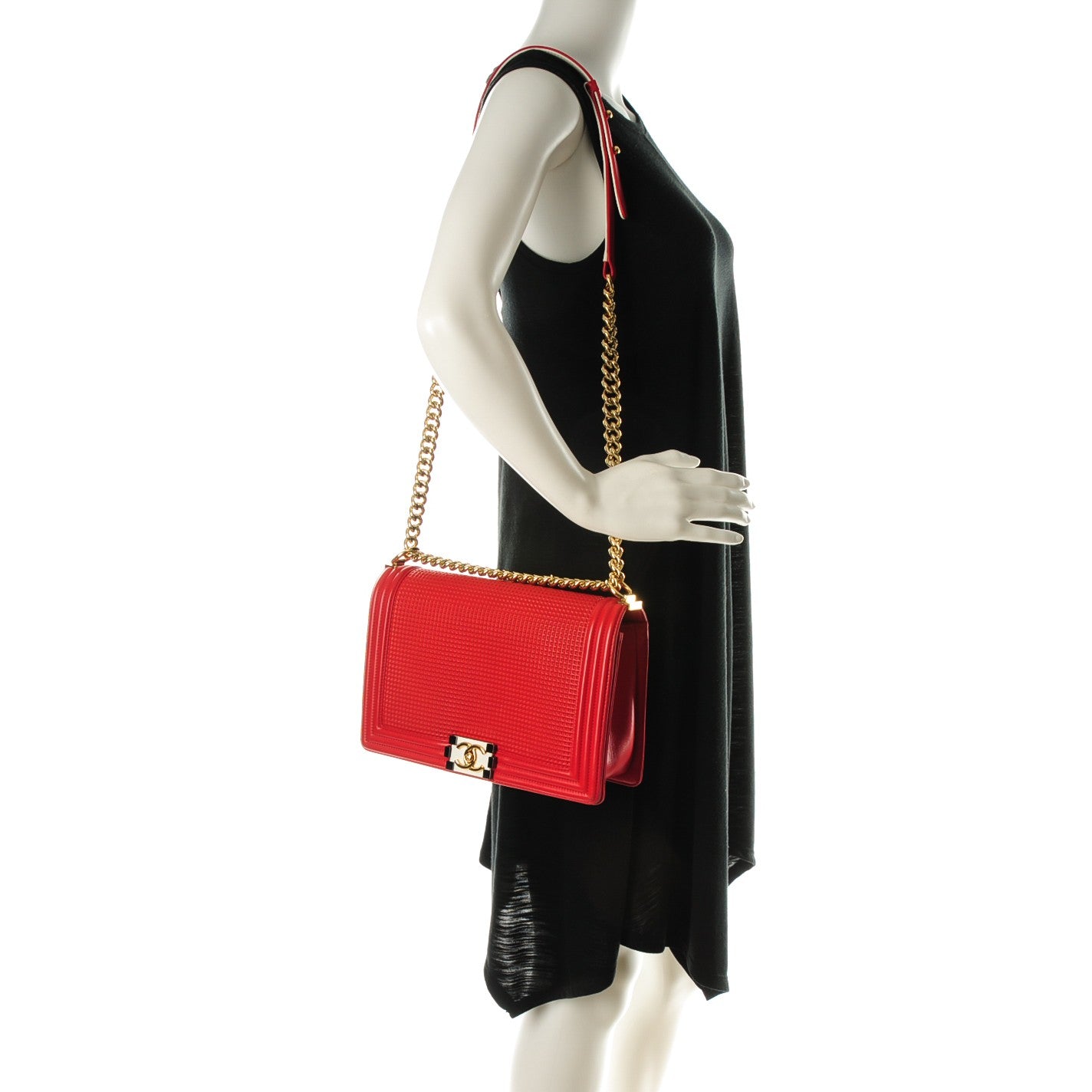 Chanel Lambskin Square Quilted Large Boy Cube Flap Red 2 of 10